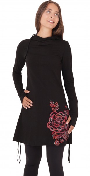 Kleid aus Jersey mit Blumen-Print und Kapuze dr132