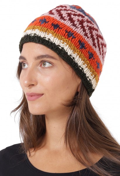 Damen Mütze Strickmütze aus Wolle Wollmütze mehrfarbig ht44