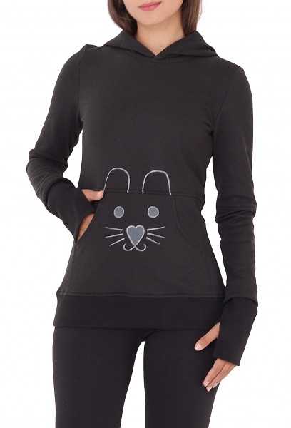 Pullover Hoodie Kapuzenpullover mit Katze dr34