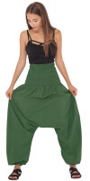 Haremshose für Herren, Aladinhose mit mitteltiefem Schritt unisex Grün Einheitsgröße
