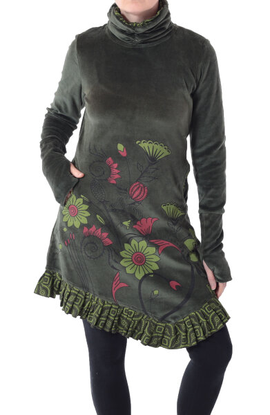 Kleid aus Baumwollsamt mit Kragen Nr. 20 Grün M