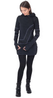 Kapuzenpullover-Kleid Hoodie Zweifarbig dr21 Schwarz M