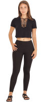 Crop-Top Kurzarm Shirt mit V-Ausschnitt dr7
