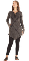 Kleid aus Jersey mit Zipfelkapuze und Flechtung dr3 Grau M