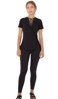Damen T-Shirt mit geflochtenem Ausschnitt dr8