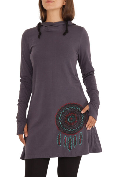 Kleid A-Linie aus Jersey mit Kapuze Hoodie dr41
