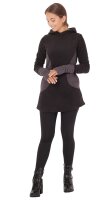 Zweifarbiges Kapuzenpullover-Kleid aus Fleece dr12 Grau XL