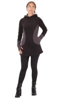 Zweifarbiges Kapuzenpullover-Kleid aus Fleece dr12 Grau XL