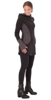 Zweifarbiges Kapuzenpullover-Kleid aus Fleece dr12 Grau XL