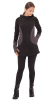 Zweifarbiges Kapuzenpullover-Kleid aus Fleece dr12 Grau XL