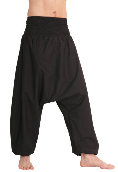 Haremshose für Herren, Aladinhose mit mitteltiefem Schritt unisex Schwarz Einheitsgröße
