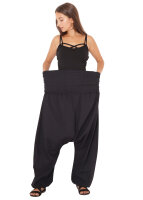 Haremshose für Herren, Aladinhose mit mitteltiefem Schritt unisex Schwarz Einheitsgröße