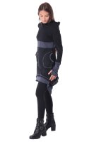 Kleid aus leichter Baumwolle mit Zipfelkapuze, Elfenkleid Oberteil Nr. 37 Schwarz M