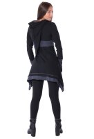Kleid aus leichter Baumwolle mit Zipfelkapuze, Elfenkleid Oberteil Nr. 37 Schwarz M