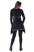 Kleid aus leichter Baumwolle mit Zipfelkapuze, Elfenkleid Oberteil Nr. 37 Schwarz M