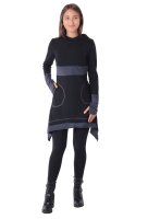 Kleid aus leichter Baumwolle mit Zipfelkapuze, Elfenkleid Oberteil Nr. 37 Schwarz M