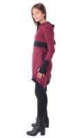 Kleid aus leichter Baumwolle mit Zipfelkapuze, Elfenkleid Oberteil Nr. 37 Rot S