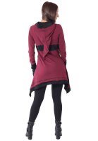 Kleid aus leichter Baumwolle mit Zipfelkapuze, Elfenkleid Oberteil Nr. 37 Rot S