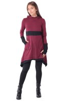 Kleid aus leichter Baumwolle mit Zipfelkapuze, Elfenkleid Oberteil Nr. 37 Rot S