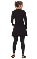 Shirtkleid Langarm mit geflochtenem V-Ausschnitt dr9 Schwarz XXL