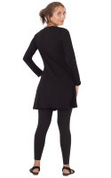 Shirtkleid Langarm mit geflochtenem V-Ausschnitt dr9 Schwarz XXL