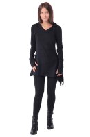 Longshirt Tunika aus leichter Baumwolle mit Zipfelkapuze, Elfentunika Nr. 60 Schwarz XXL