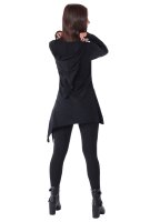 Longshirt Tunika aus leichter Baumwolle mit Zipfelkapuze, Elfentunika Nr. 60 Schwarz XXL