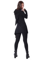 Longshirt Tunika aus leichter Baumwolle mit Zipfelkapuze, Elfentunika Nr. 60 Schwarz XXL