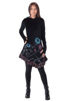 Elfenkleid mit Zipfelkapuze und Blumen Baumwollsamt Kleid Nr. 15 Schwarz XL