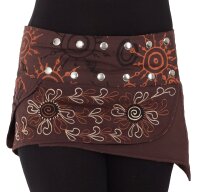 Bestickter Wickelrock Cacheur Minirock mit Zipfel Nr. 21 Braun
