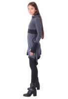 Kleid aus leichter Baumwolle mit Zipfelkapuze, Elfenkleid Oberteil Nr. 37 Grau L