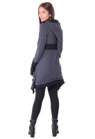 Kleid aus leichter Baumwolle mit Zipfelkapuze, Elfenkleid Oberteil Nr. 37 Grau L