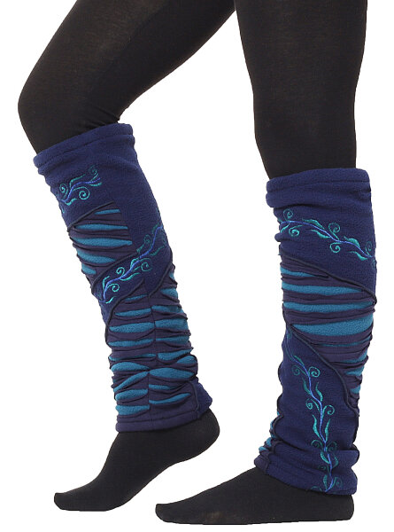 Stulpen Beinstulpen Patchwork für Damen, Beinwärmer Nr. 26 Blau