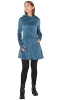 Samtkleid Winterkleid mit Applikationen und Taschen dr18 Blau M