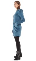 Samtkleid Winterkleid mit Applikationen und Taschen dr18 Blau M