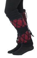 Warm gefütterte Beinstulpen mit Schnürung, Fleece Stulpen LW4 Schwarz