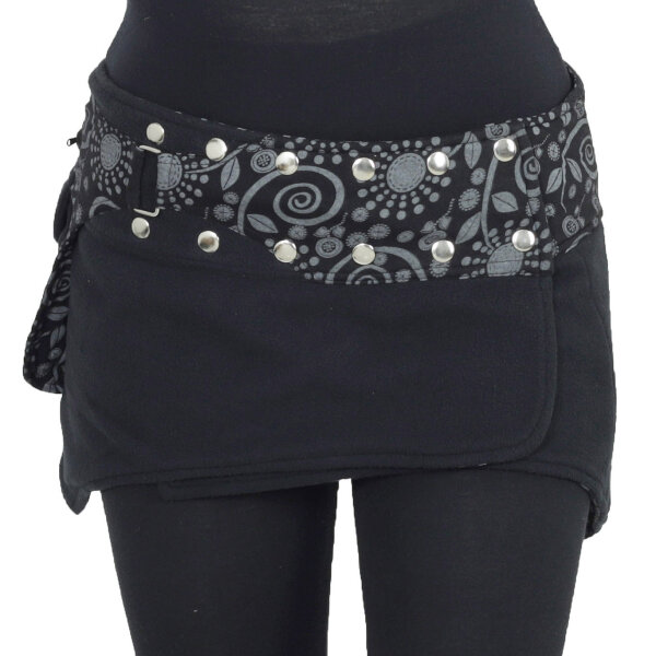 Damen Wickelrock, Nierenwärmer und Cacheur aus Fleece sk22 Schwarz 2