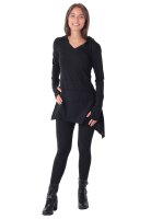 Longshirt Tunika aus leichter Baumwolle mit Zipfelkapuze, Elfentunika Nr. 60 Schwarz M