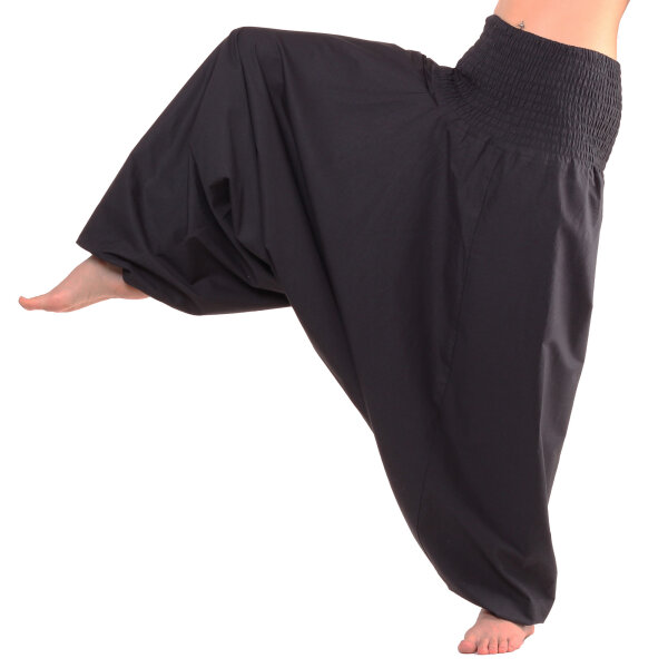 Aladinhose, Haremshose mit tiefem Schritt, Muckhose Schwarz