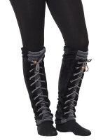 Stulpen Beinstulpen aus Samt mit Schnürung, Beinwärmer Nr. 28