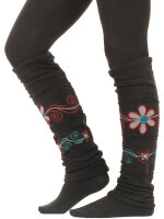 Beinstulpen aus Fleece mit bunter Blumenstickerei,...