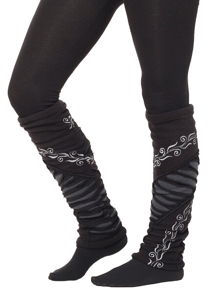Stulpen Beinstulpen Patchwork für Damen, Beinwärmer Nr. 26 Schwarz