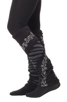 Stulpen Beinstulpen Patchwork für Damen, Beinwärmer Nr. 26 Schwarz
