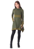 Kleid aus leichter Baumwolle mit Zipfelkapuze, Elfenkleid Oberteil Nr. 37 Grün M