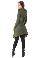 Kleid aus leichter Baumwolle mit Zipfelkapuze, Elfenkleid Oberteil Nr. 37 Grün M