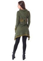 Kleid aus leichter Baumwolle mit Zipfelkapuze, Elfenkleid Oberteil Nr. 37 Grün M
