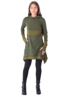 Kleid aus leichter Baumwolle mit Zipfelkapuze, Elfenkleid Oberteil Nr. 37 Grün M