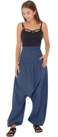 Haremshose für Herren, Aladinhose mit mitteltiefem Schritt unisex Blau Einheitsgröße