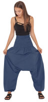 Haremshose für Herren, Aladinhose mit mitteltiefem Schritt unisex Blau Einheitsgröße
