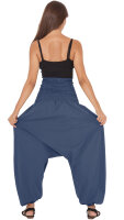 Haremshose für Herren, Aladinhose mit mitteltiefem Schritt unisex Blau Einheitsgröße